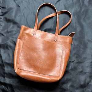 Madewell brown leather zip tote